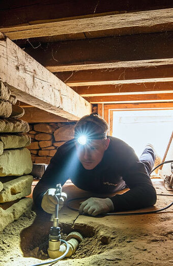Plumber Inspecting Pipe