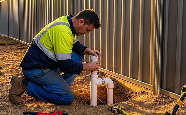 Plumber Working Drain Pipe